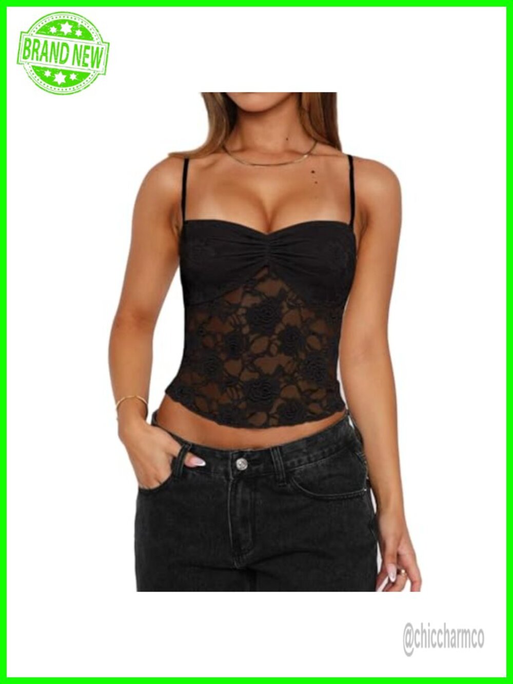 Women Lace Cami Top Y2k Mesh See Through Backless Tank Top